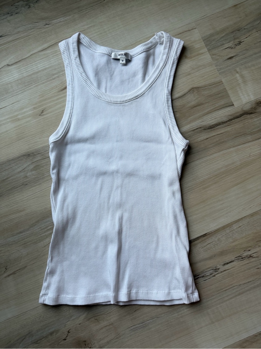 Agolde Leigh White Ribbed Tank Top - Women's Sleeveless Tee